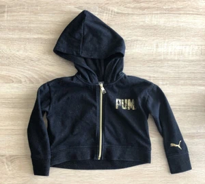 Puma Girls Black Gold Glitter Glam Hoodie Sweatshirt Jacket Sz Youth 4 - Picture 1 of 7