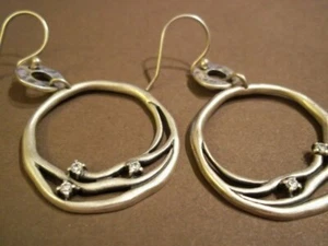 SILPADA Sterlingsilber verwebte Ranken CZ Creolen Hänger matt Ohrringe W2038-Rarität  - Bild 1 von 12