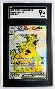 2023 POKEMON OBSIDIAN FLAMES #211 TYRANITAR EX ULTRA RARE SGC 9 MINT - Picture 1 of 2