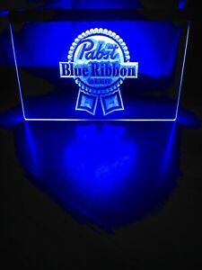 PABST BLUE RIBBON BEER  LED NEON BLUE LIGHT SIGN 8x12