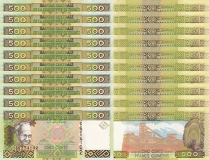 LOT, Guinea 500 Francs (2006) p-39a x 10 PCS UNC - Picture 1 of 4