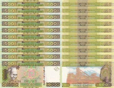 LOT, Guinea 500 Francs (2006) p-39a x 10 PCS UNC - Image 1 of 4