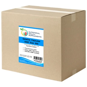5,000 Box of Bulk Empty Gelatin Capsules Size 000 - Clear Gel Caps Pill Joined - Picture 1 of 4