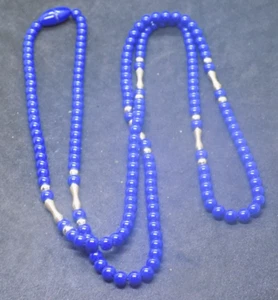 Collar con cuentas azules y doradas 37 pulgadas cierre de tornillo (508) - Imagen 1 de 3