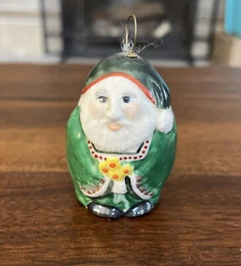Vintage Donna Salamander Christmas Tree Ornament Bell 2 1/2” Green Santa Man1982 - Picture 1 of 8