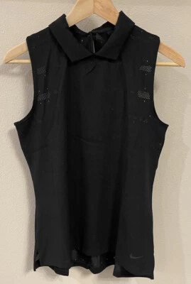 Nike Women Golf Dri-FIT Ace Black Polo Sleeveless Shirt CK5826-010 Sz S NWT $70 - Image 1 of 4