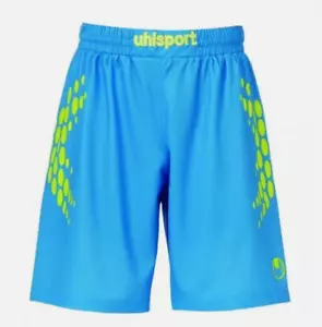 Neu ohne Etikett Uhlsport anatomische Ausdauer-Torhütershorts KEINE PADDIERUNG Cyan/Neon $ 45 L - Bild 1 von 11