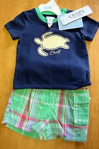 NUEVO CON ETIQUETAS RL Ralph Lauren CHAPS AZUL TORTUGA Camisa con PANTALONES CORTOS A CUADROS Bebé talla 6 meses - Imagen 1 de 1