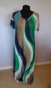 Maxi Dress Size XXL Multicoloured Wavy Stripes Short Sleeve - Picture 1 of 6