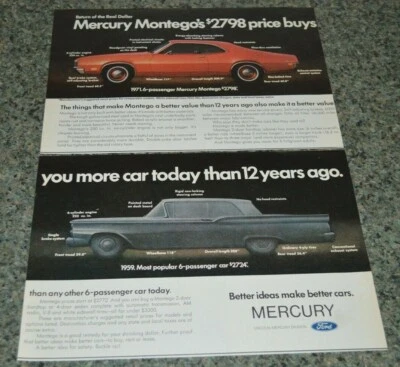 1971 年水星蒙特哥原版广告印刷广告 71 红色 — 第 1/2 张图片