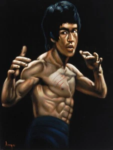 Bruce Lee by Argo, size 18x24, oil on black velvet - Picture 1 of 10