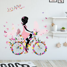 Butterfly Bicycle Girl Vinyl Wall Decal Nursery Baby Room Decor Art Sticker Gift