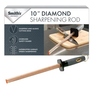 Smith’s 3001 10” Oval Diamond Sharpening Steel Rod – Grey – Oval Design – Rub... - Picture 1 of 9