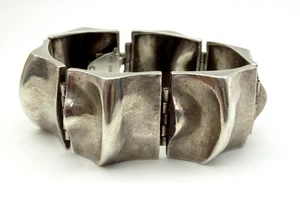 Matti J Hyvarinen Sterlingsilber Modernist Panel Armband Finnland schwer - Bild 1 von 9
