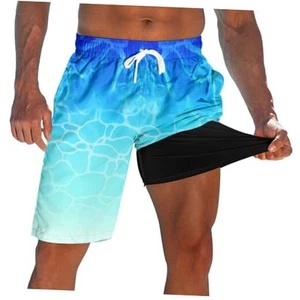 Men's Swim Trunks with Compression Liner 9" Quick Dry Board Shorts - Picture 1 of 6