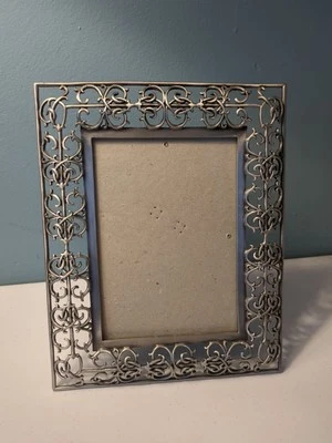 SixTrees Ornate Photo Picture Frame Chalice Silver Nickel Pewter Metal 8"x10" - Image 1 of 4