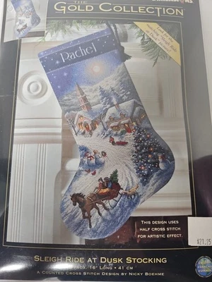 Dimensions Gold Collection Stocking Kit Cross Stitch Sleigh Ride at Dusk 8712  - Image 1 of 4