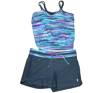 Free Country Maillot de Bain 2 Pièces MARKS Soutien-gorge Intégré Short de Bain Bleu/Ardoise XXL 18 - Photo 1 sur 24