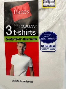Hanes T-Shirts Herren 2XL weiß 3er Pack ohne Etikett bequem Baumwolle brandneu 2010 - Bild 1 von 5
