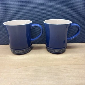 Le Creuset Stoneware Tea Mugs 360ml Coffee Mugs COBALT Blue ~ Set of 2 - Picture 1 of 18