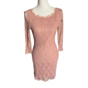 Boston proper Elegant Lace shift Dress Blush Pink 3/4 sleeves cocktail women 4 - Picture 1 of 4