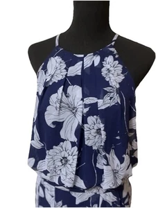 ELIZA J women’s Dress Size 12 Blue Floral Print Chiffon - Picture 1 of 9