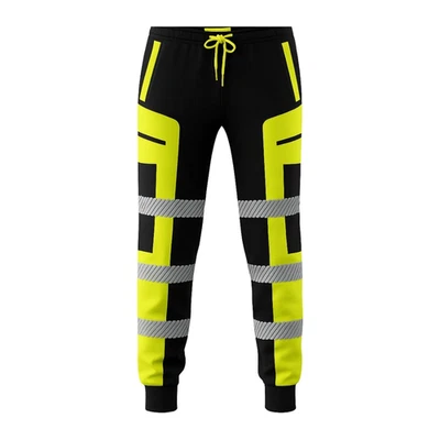 kraftd Men’s Hi Vis Viz Work Trousers Jogging Bottoms Reflective Joggers Sweat - Image 1 of 4