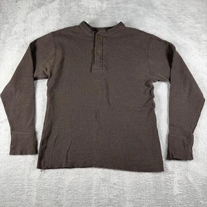 Camicia LL Bean uomo piccola marrone River Driver Henley misto lana doppio strato base - Foto 1 di 11
