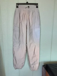 Forever 21 #497 Women's Pants NWT Twill Cargo Joggers Silver Windbreaker Sz S - Picture 1 of 13