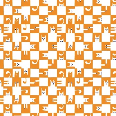 Feline Drive Fabric CATS & FLOWERS You Checkmate My Heart Fat Quarter (18x22) FQ - Image 1 of 4