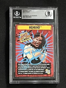 MANKIND 1997 JAKKS PACIFIC WWF ROOKIE SIGNED AUTOGRAPHED CARD BAS AUTHENTIC - Picture 1 of 2