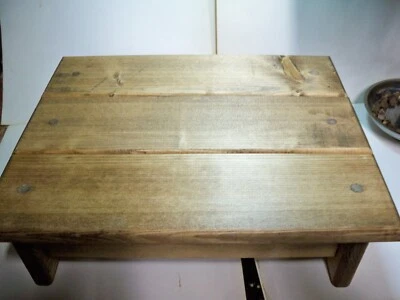 4" Handcrafted Wooden Step Stool, 4" high, Pine Early American Stain - Image 1 of 4