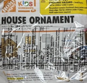 2021 Home Depot Kids Workshop Kit HOUSE ORNAMENT with Pin #72044 NEW - Picture 1 of 5