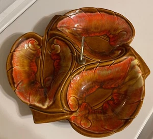 MCM Fall Leaf Divided Dish 87 Maurice of California Snack Server Centro de mesa - Imagen 1 de 4