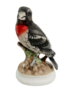 Estatuilla de pájaro Grosbeak vintage Lefton China pechuga rosa KW4206 pintada a mano - Imagen 1 de 7