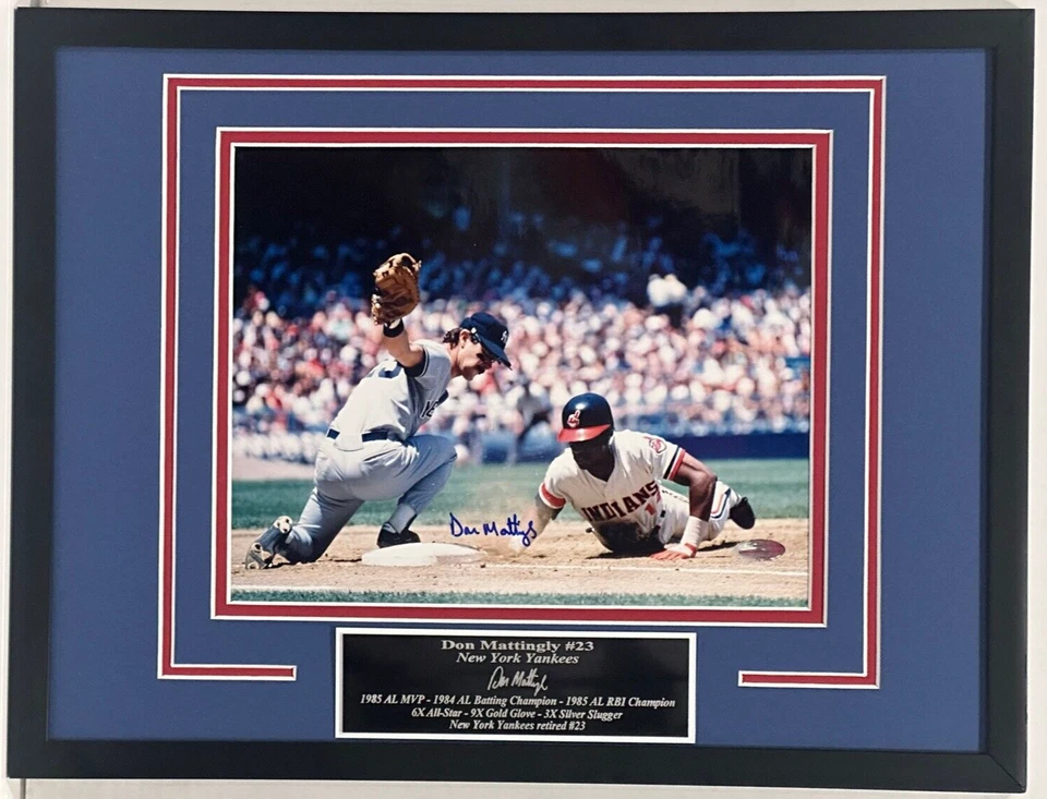 Steiner Don Mattingly 8x10 Color Foto Fielding Enmarcado con Placa de Identificación Foto 1 de 4