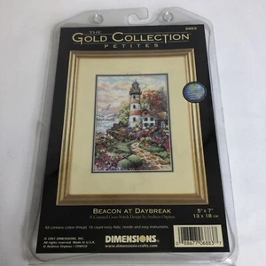 Cross Stitch Lighthouse Floral Beacon At Daybreak Dimensions Gold Petites #6883 - Picture 1 of 4