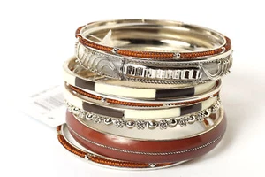 Women's Fashion Bohemian Brown  Bangles Bracelet Set Brown/Multi - Picture 1 of 5