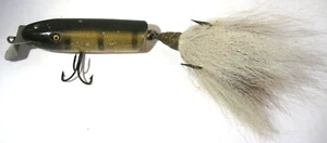 Vintage Wooden Creek Chub Put Together Perch Fishing Lure w Horsehair Tail - Picture 1 of 11