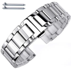 Stainless Steel Polished Bracelet Replacement Watch Band Butterfly Clasp #5010 - Picture 1 of 27