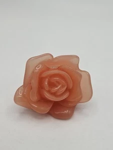 Vintage Peach Color Molded Lucite Plastic Rose Flower Chunky Ring Size 8 - Picture 1 of 14