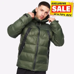 Crosshatch Craystore Mens Designer Fashion Warm Coat Puffer Jacket Olive - Picture 1 of 5