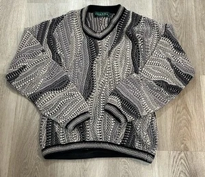 Suéter Vintage Coogi Tundra Textura Mediana Canadá Negro Gris Ver Medidas - Imagen 1 de 9