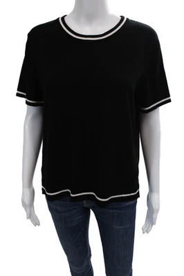 Artelier Nicole Miller женщин короткий рукав круглый вырез вязаный топ черный размер XL - Изображение 1 из 4
