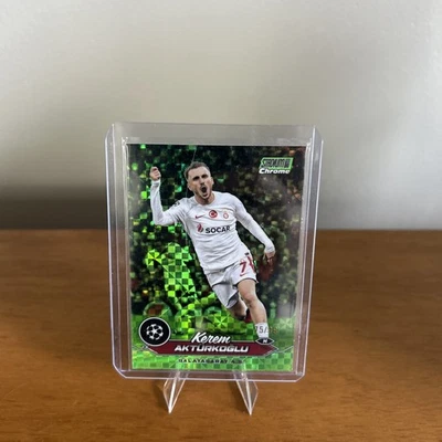 2023 Stadium Club Chrome UCL Neon Green X-Fractor /99 Kerem Akturkoglu Rookie RC - Image 1 of 2