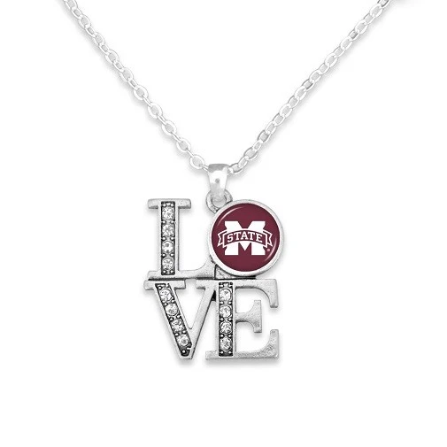 Collar con dije de los Bulldogs del Estado de Mississippi NCAA amor, logotipo del equipo Foto 1 de 1