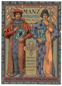 Beautiful 1900 Advertisement from the Manz Engraving Company Chicago - Picture 1 of 2