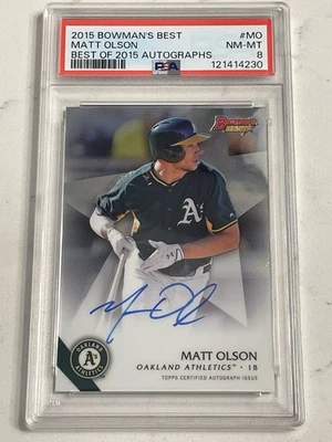 Bowman's Best Matt Olson 2015 con tarjeta automática (B15-mo) Atlanta Braves PSA 8 casi nuevo/como nuevo Foto 1 de 2
