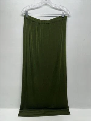 Maxi Falda de Lino Elástica Cintura Tirar de una Línea Larga Verde Talla M Mediana Foto 1 de 4