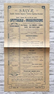 1911 Salvae Anonima Luganese Varietes Argentina Excelsior Programm Reklame Deko - Bild 1 von 3
